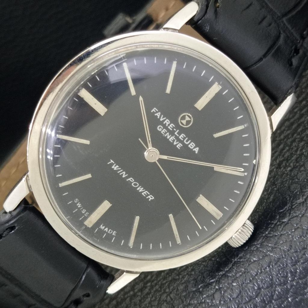 

ШВЕЙЦАРСКИЕ ВИНТАЖНЫЕ FAVRE LEUBA 253 TWIN POWER МЕХАНИЧЕСКИЕ МУЖСКИЕ СЛИМ ЧАСЫ a703022-1 R212-a703022