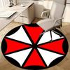 1pc Home Office Outdoor Gift Circular Rug Red White Black Umbrella Logo Design Carpet Mat Round Area Rug for Bedroom Living Room Non-Slip PadRC2817