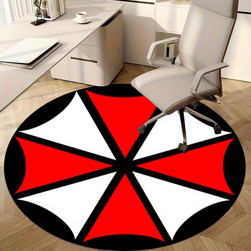 1pc Home Office Outdoor Gift Circular Rug Red White Black Umbrella Logo Design Carpet Mat Round Area Rug for Bedroom Living Room Non-Slip PadRC2817