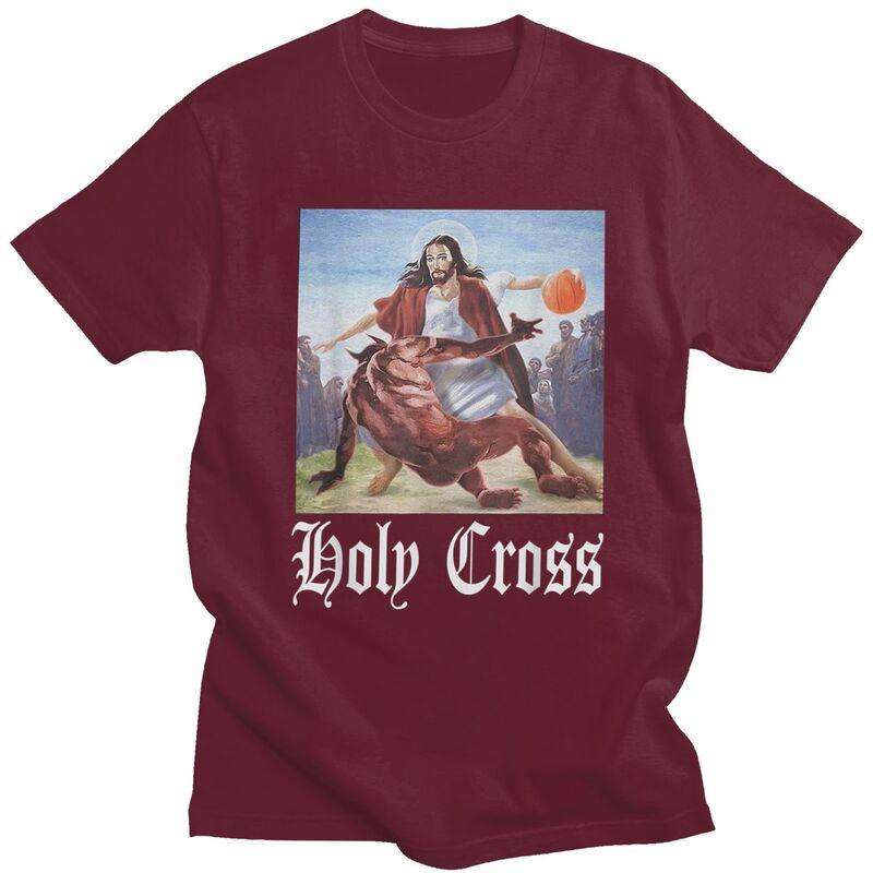 Classic Not Today Satan Jesus Crossover Basketball Holy Cross T Shirt Unisex Tshirts Casual Graphic Tee Tops Slim Fit Clothes