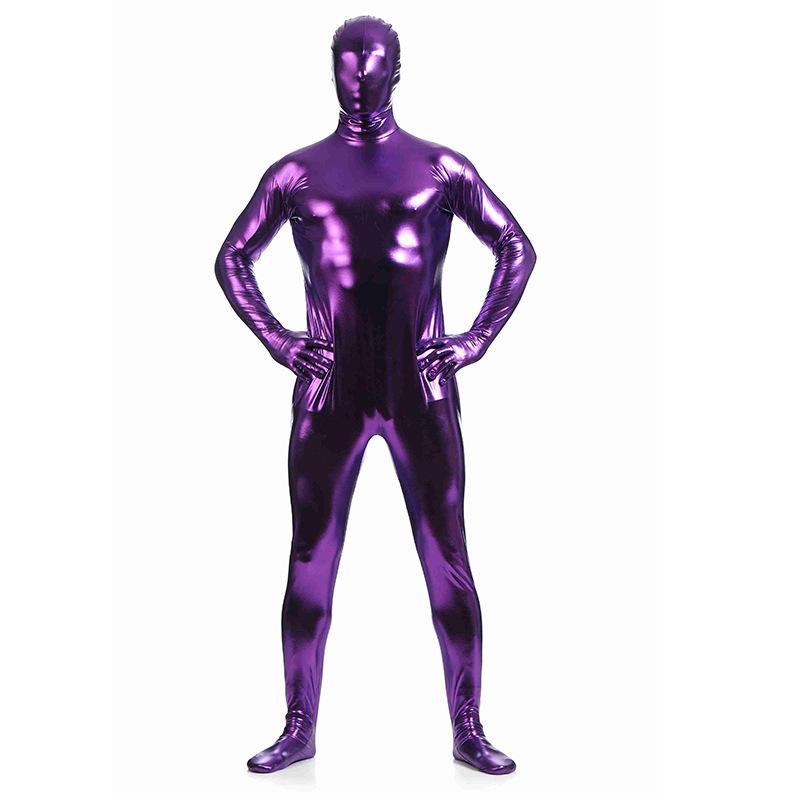 Латексный Zentai-костюм для всего тела Однотонный блестящий боди Костюм для Хэллоуина Сценический костюм