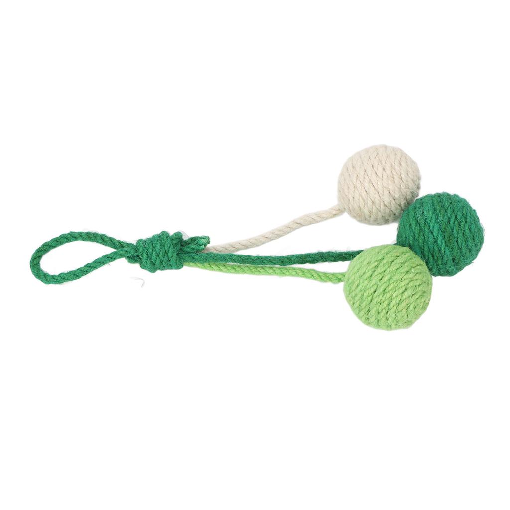 Hanging Cat Sisal Ball Chewable Colorful Interactive Cat Sisal Rope Ball Toy for Pet Indoor Green