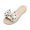 Womens Polka Dot Bow Espadrille Platform Slide Sandals Open Toe Flat Beach Shoes with Woven Sole