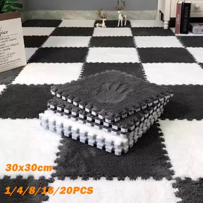 Weicher Plüsch-warmer Teppich, Baby-Spielmatte, Patchwork-Teppich für Baby-Schlafzimmer, EVA-Schaum, ineinandergreifende Sport-Bodenfliesen, warme Baby-Spielmatte