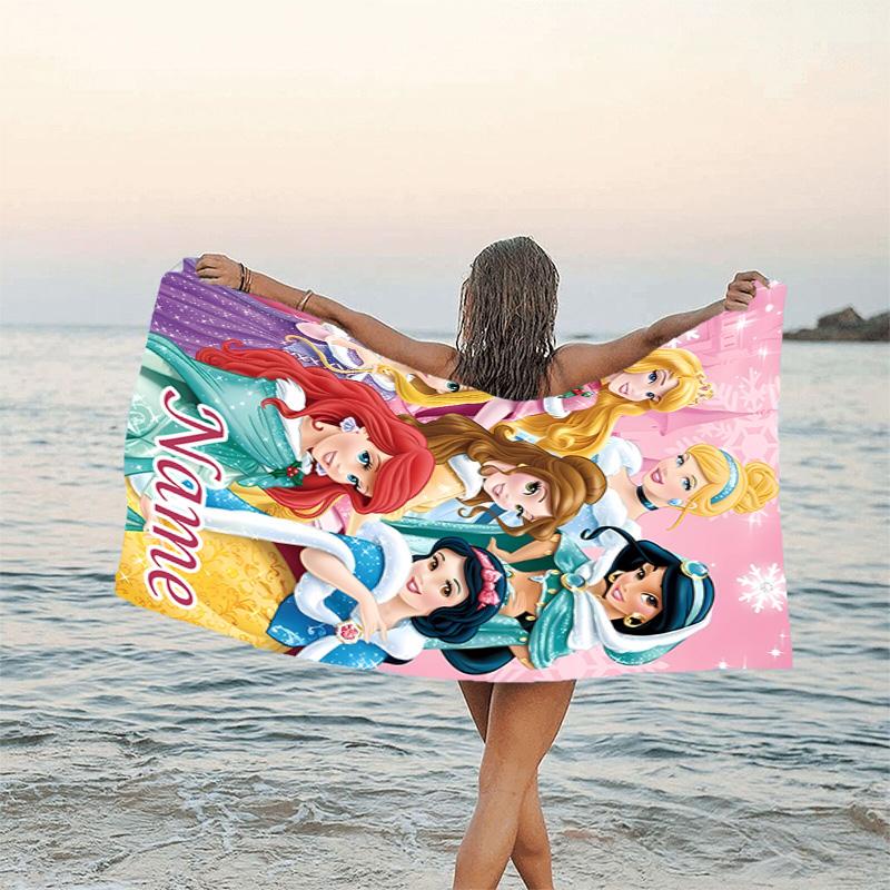 1pc Princess1 Beach Towel with Custom Name, Beach/Swimming/Bath/Picnic/Camping Towel, Suitable for Seaside Beaches