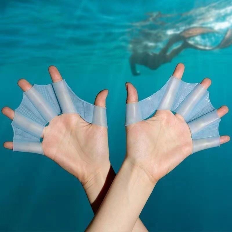1pair Pool Sport Swim Paddles for Men Women Premium Silicone Finger Hand Flippers Children's Training