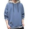 Men Hoodie Contrast Colors Drawstring Casual Long Sleeve Thick Loose Autumn Hoodie for Daily Wear