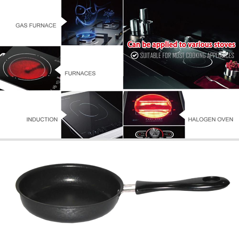 Mini Frying Pan Poached Portable Egg Household Small Kitchen Cooker Cookware 12cm Nonstick Iron Skillet with Anti-scald Handle