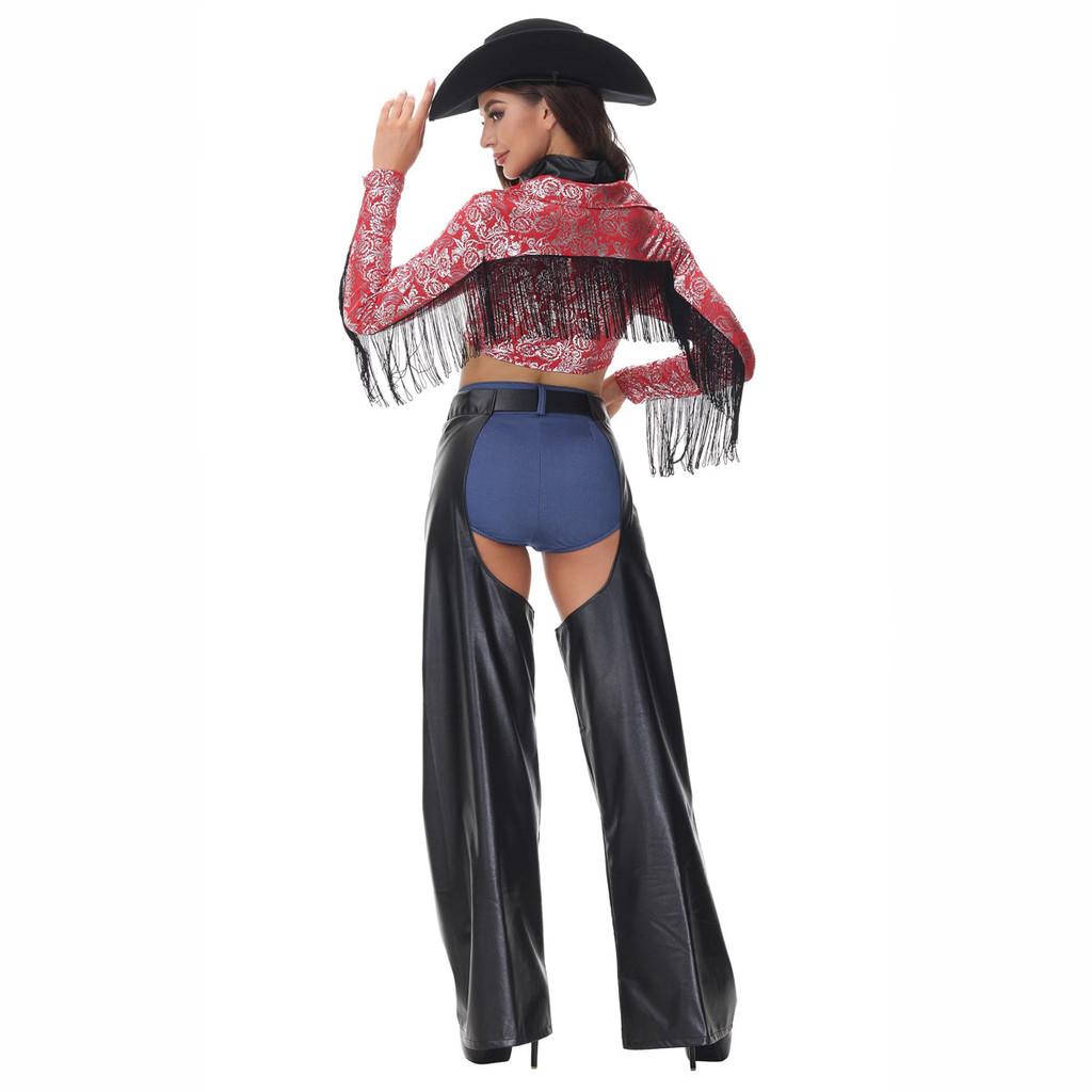Decor Western Tassel Denim Cosplay Clothing For Halloween Themed Party Dress Up