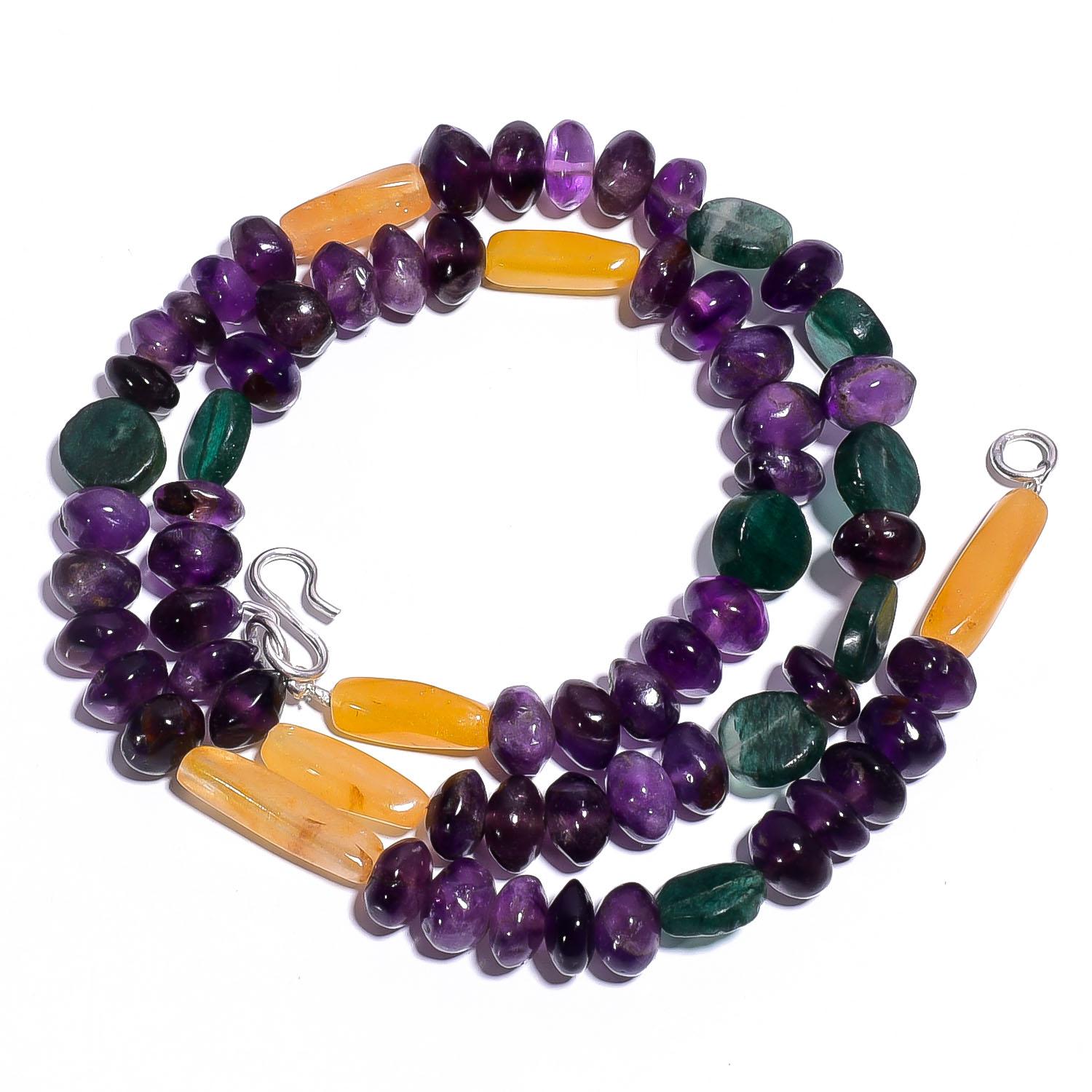 

Натуральный аметист, мультиавантюрин, гладкие бусины, ожерелье 17 UB-4381 UB-4381