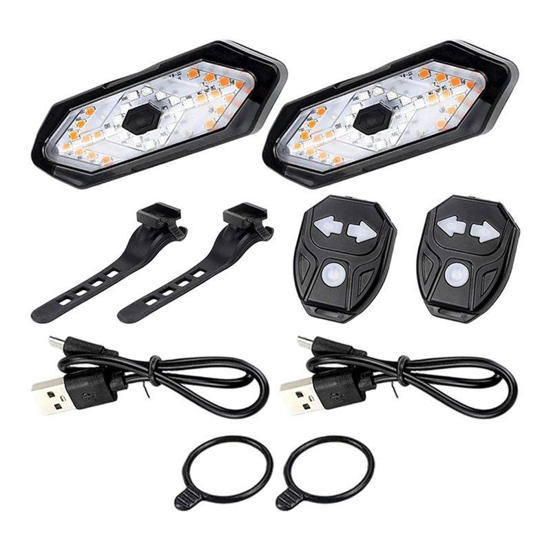 NEW HOT In Stock-USB Rechargeable Bike Tail Light 2 Pack With Wireless Turn Signals Remote Electric Scooter Lights Waterproof De