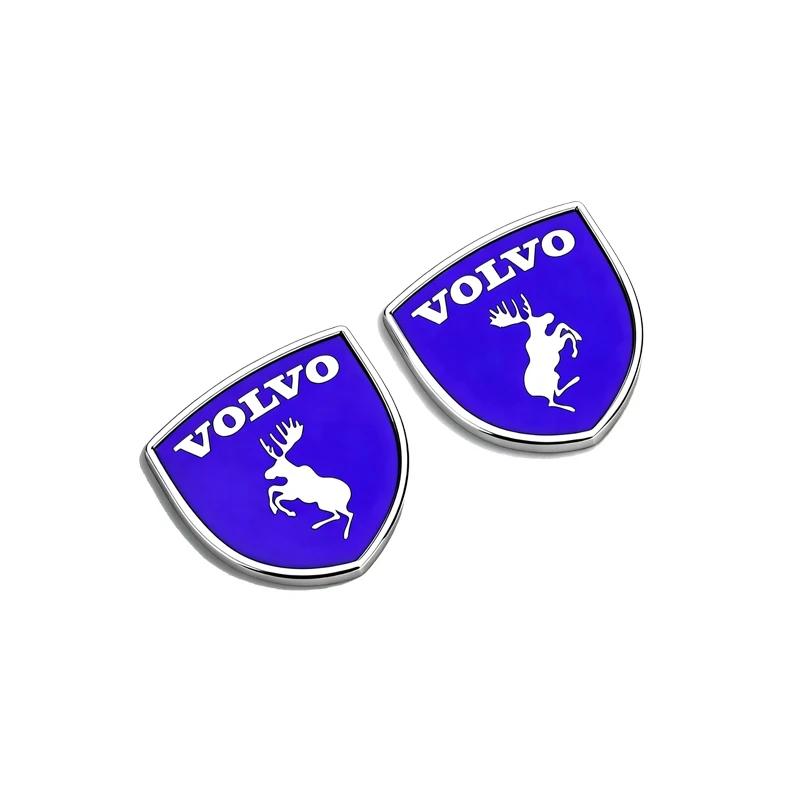 2 Stück Volvo Elch Logo Schild Abzeichen 3D Metall Aufkleber für Alle Auto Kofferraum Kotflügel - Auto Styling Dekoration Zubehör