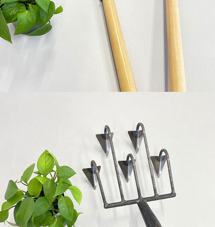Multi-Functional Garden Rake Hoe with Three and Five-Tooth Soil Loosening Tools for Planting and Weeding