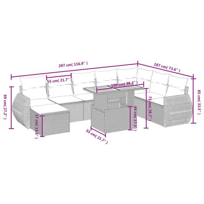 VidaXL Garden Lounge Set with Cushions 9 Pcs, Patio Sofas, Patio Furniture Set, Outdoor Furniture, Beige 3275852