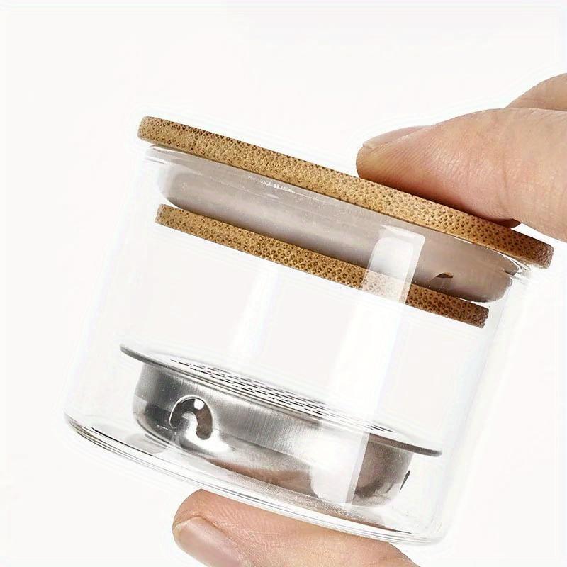 Polvo de Vidrio de Cristal Líquido Mezcla Lavado Pluma Taza de Uñas Líquido Mezcla Taza de Cristal Herramientas para Uñas Con Tapa Malla de Acero Inoxidable