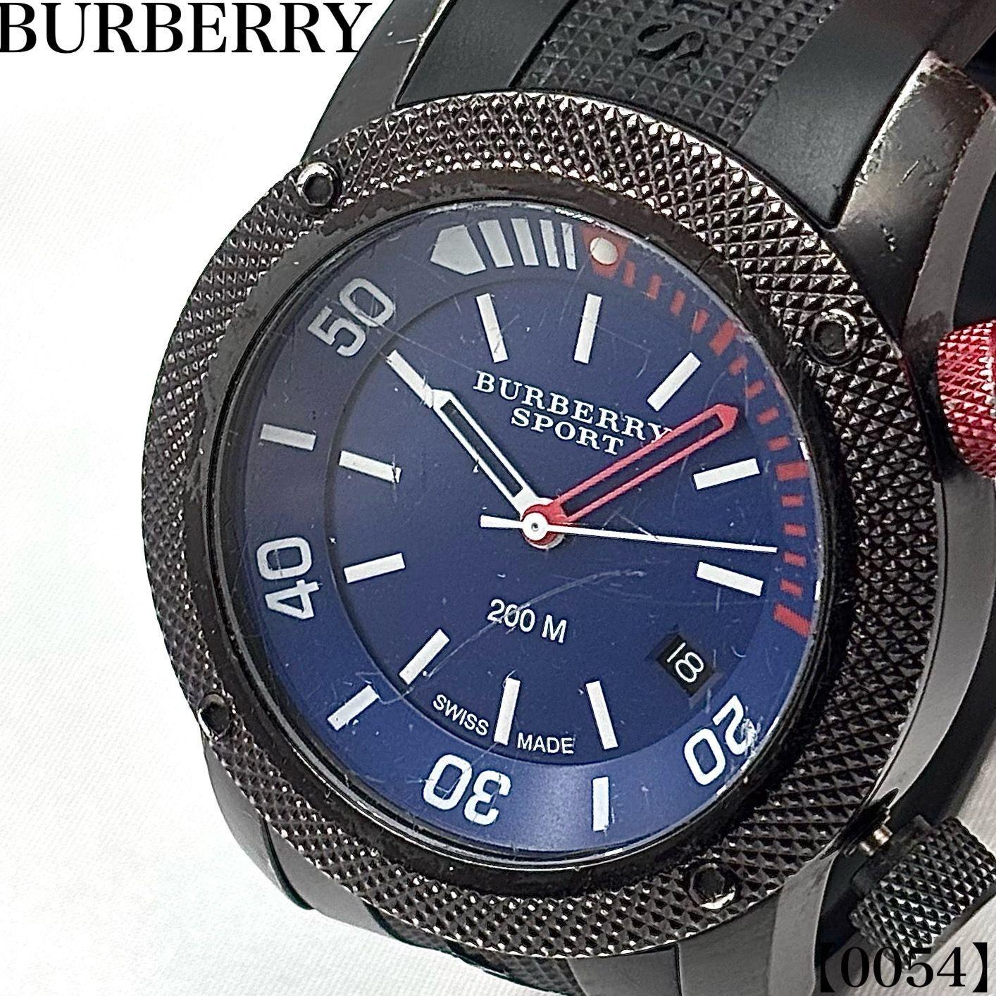 Used Working item Working item BURBERRY Watch Men s Quartz BU7706 Burberry Sports Date 200M Waterproof Diver s Blue Dial 0054