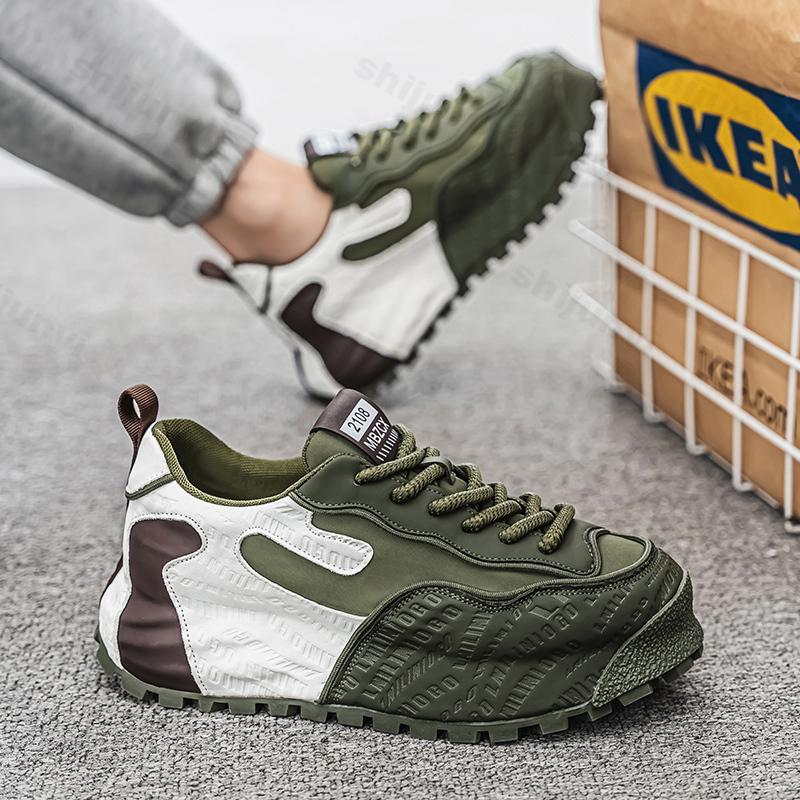 

Fashion Men s Fashion Trend Low Top Thick Sole Casual Sports Shoes 2025 Spring Non Slip Comfortable Niche Design Lace Up Chunky sneakers 39 зелёный