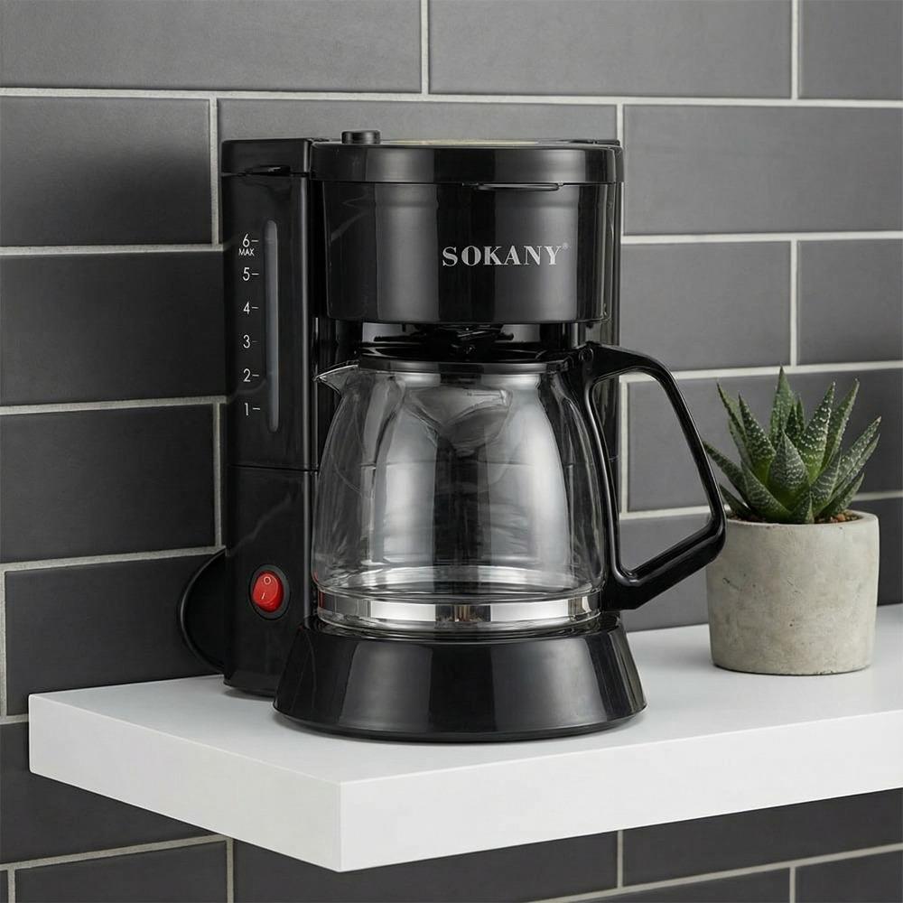 Kompakte 600ml Filterkaffeemaschine 6 Tassen Kapazität für den Heimgebrauch Inklusive Permanentfilter 450W