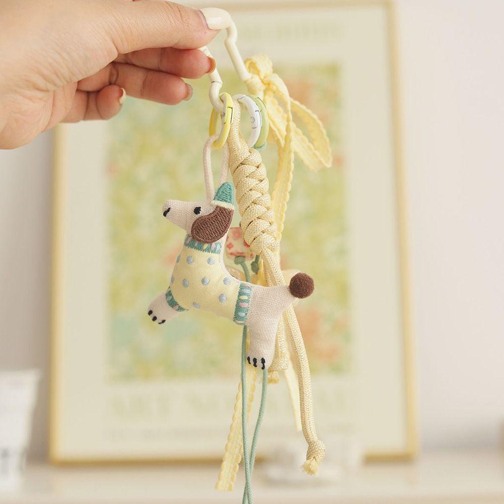 Handmaking Braided Rope Bag Pendant Polyester Fabric Animal Couple Keyring  Jewelry Accessories