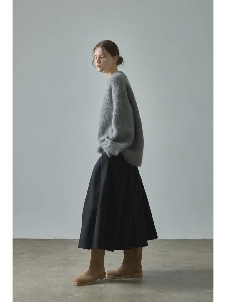 Vzorovaný volný teplý svetr z alpaky – Jednoduchý kulatý výstřih, design se spuštěnými rameny pro podzim/zimu.