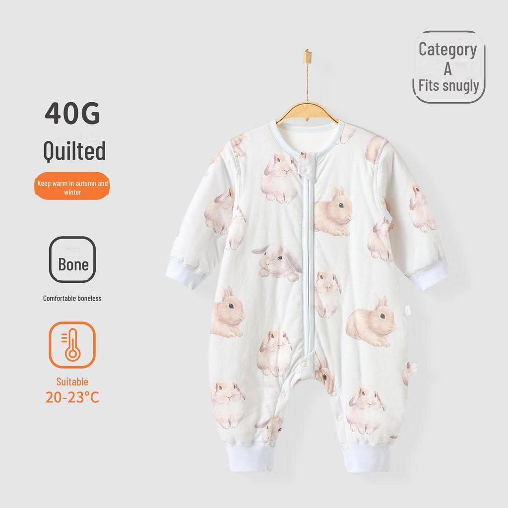 Sac de dormit Yiri din bumbac pur pentru bebeluși cu picioare separate - Mânecă lungă, Călduros, Anti-lovire pentru toamnă și iarnă