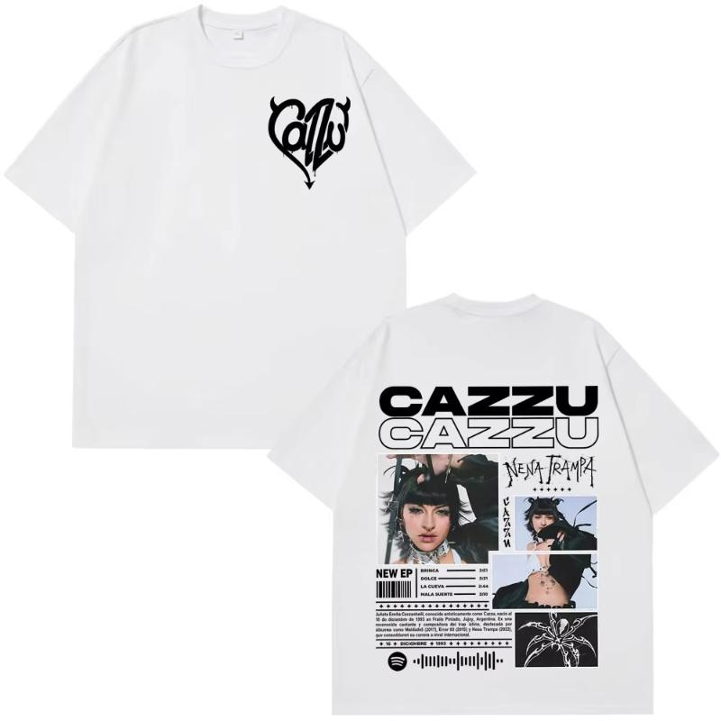 Singer Cazzu Tour 2025 Harajuku Tees Unisex Unisex Fashion Tshirt Summer Casual Hiphop Hipster Cotton Oversized Tshirt Streetwear