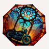 Stained Glass Motorcycle Wall Art Decor, Unique Stained Glass Motorcycle Window Panel for Home or Office Decoration Umbrella, Cute Umbrella with Cute
