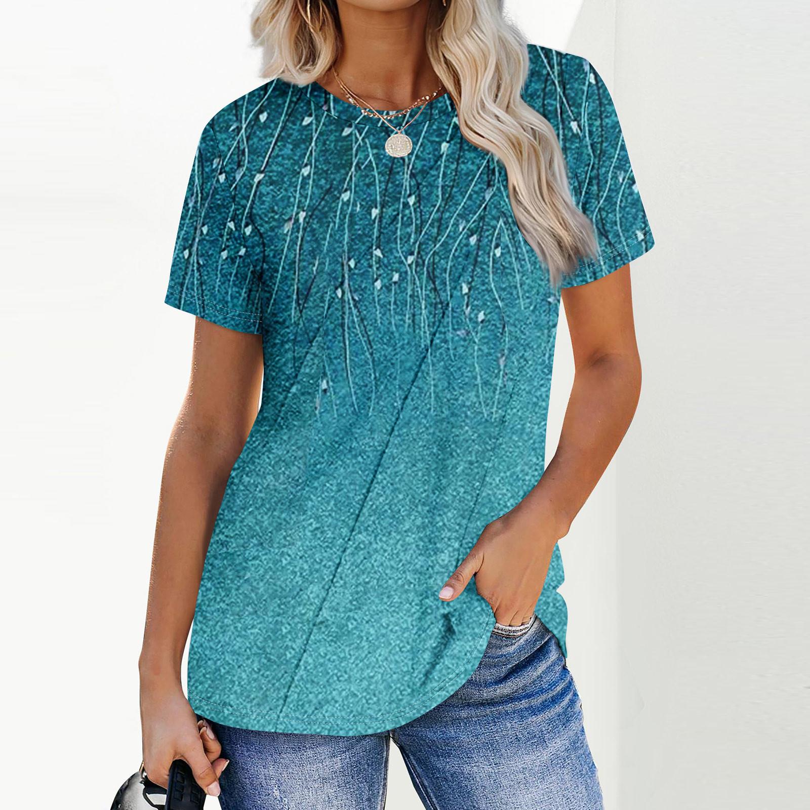 

Женская мода повседневная с коротким рукавом однотонные топы плиссированная модная одежда футболка XL