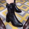 Neue Martin-Stiefel trendige Herbst- und Winter-Samt-Dicke-Ferse Hohe Ferse Mittlerer Schaft Einzelne Stiefel Baumwollstiefel