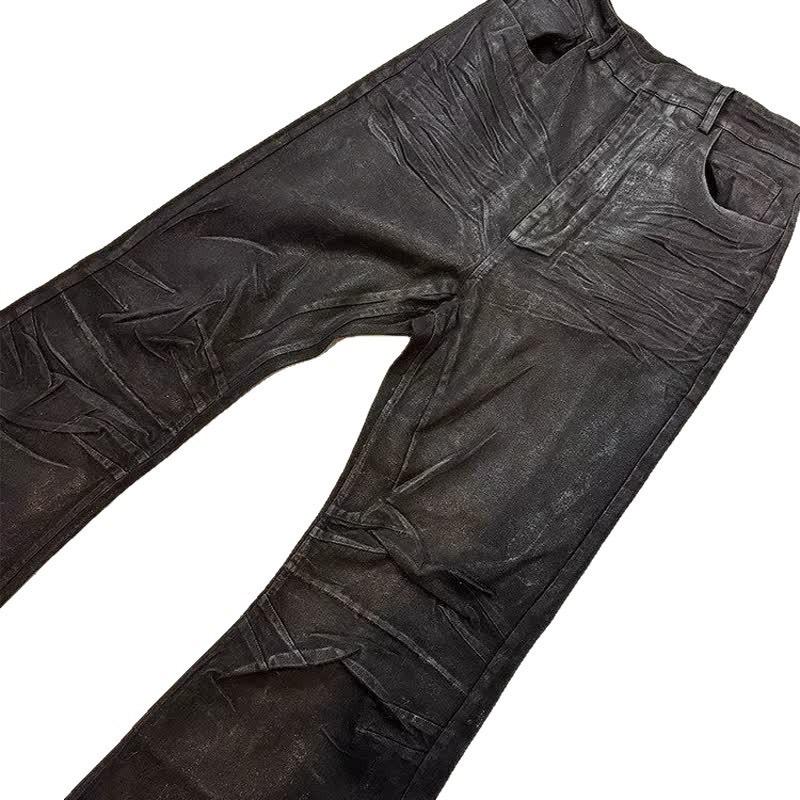 ROADVIBE Americké Retro Těžký Průmysl High Street Potahované Mírně Rozšířené Džíny pro Muže a Ženy Černé Gotické Vintage Ležérní Volné Džíny