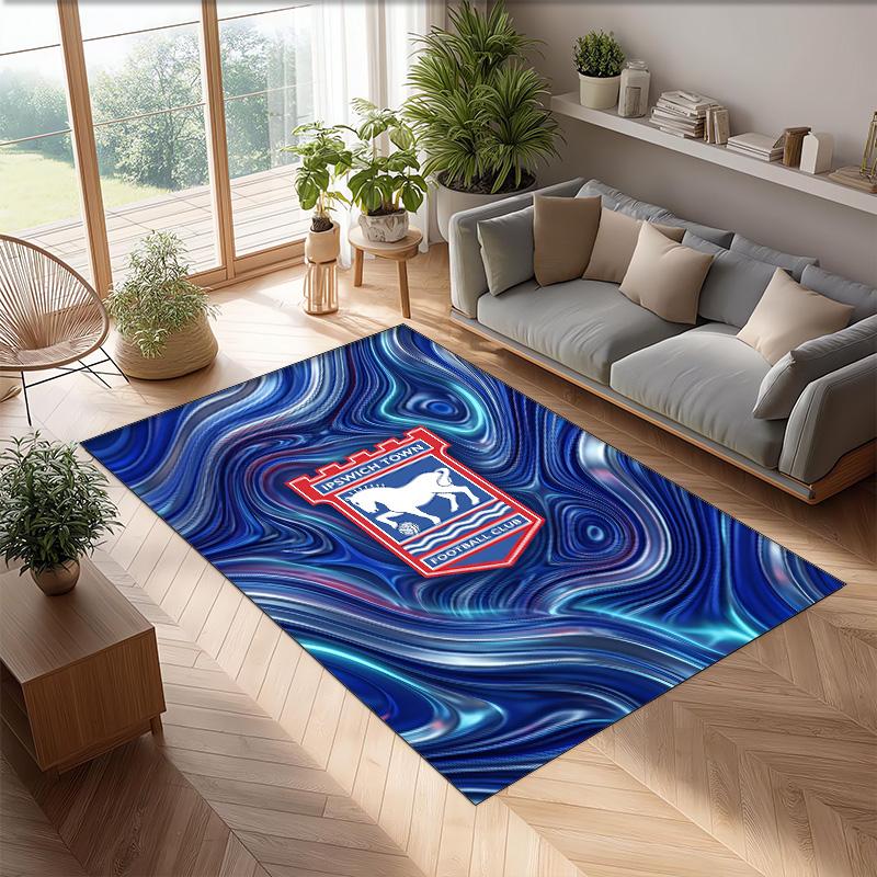 Tappeto in Velluto di Cristallo con Stampa Calcio Ipswich Town, Tappeto da Pavimento Interno Comodo Assorbente d'Acqua Antiscivolo