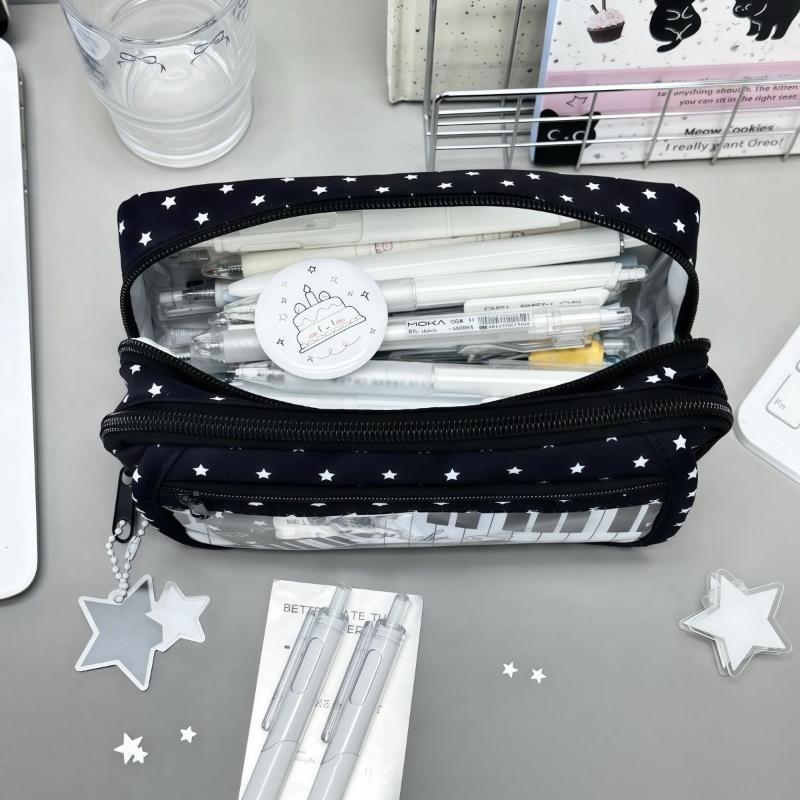 Astuccio Carino con Stampa Tastiera di Pianoforte Grande Capacità Multi-Scomparti Borsa Portatile per Cancelleria per Adolescenti Uso Scolastico