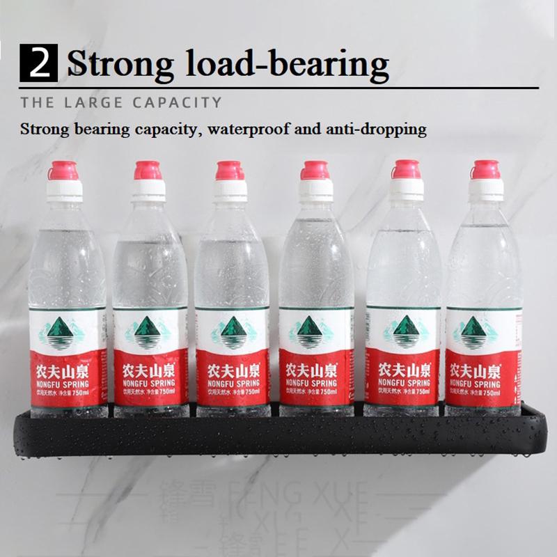 Raft de baie cu instalare prin găurire, organizator de duș, raft de depozitare pentru duș, rafturi de colț negre, montate pe perete, suport de șampon pentru toaletă din aluminiu