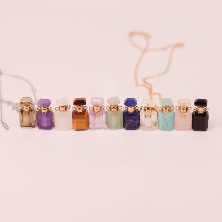 Unique Crystal Perfume Flask Necklace Pendant Adjustable Length Clavicle Chain Stainless Steel Cable Chain Women Choker