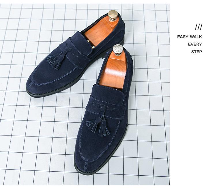 Men's Plus Size Matte Leather Tassel Loafers: Pointed Toe Business Casual Dress Shoes
