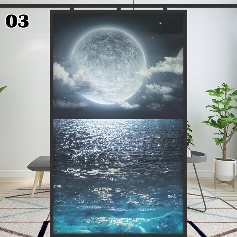 

Морской пейзаж Лунный пейзаж Узор Конфиденциальность Оконная пленка Статические наклейки Наклейки Раздвижная дверь Декор окна ванной Стеклянные пленки 50x120cm