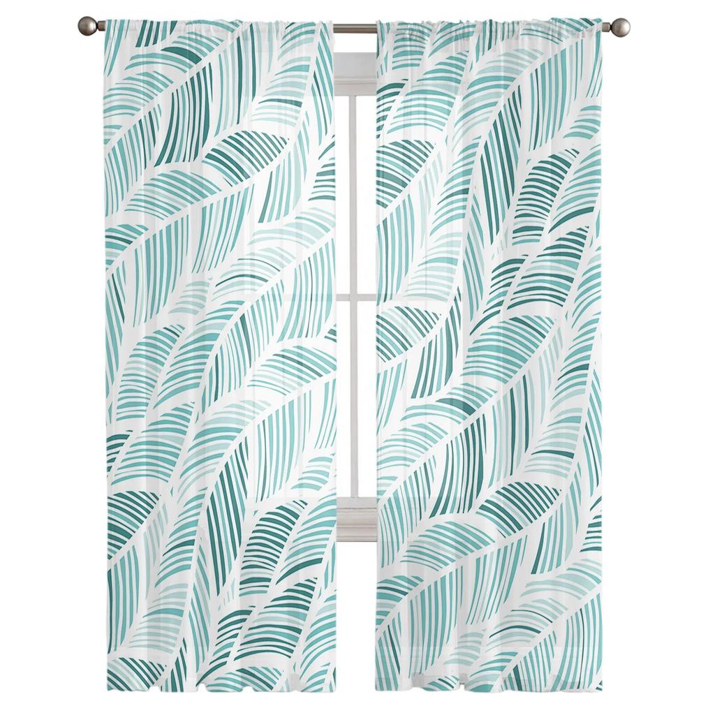 Abstrakt strand textur sommar sovrum transparent skira gardiner Holiday dekoration fönster Voile tyll gardin