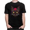 Custom Cool Day Of The Dead Kitten Cat Sugar Skull T Shirt Men Short Sleeve Pure Cotton Tshirt Tees Streetwear Tshirt