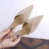 Stiletto Sandals Spring New Pointed Head Shallow Mouth Rhinestone Grid Set Foot Anti-slip Wear-resistant High Heels