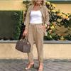 Spring Autumn Women's Solid Color Casual Set Long Sleeve Top And Long Pants Two Piece Outfit Comfortable Lounge Wear
