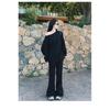Women S Off Shoulder Loose Mid Length Hoodie Lazy Casual Top