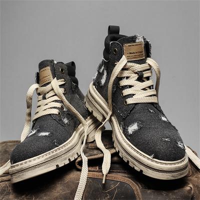 Mid-top Martin Boots Men's Autumn Retro Thick-soled Inner Heightening Canvas High-top Boots Men's Winter