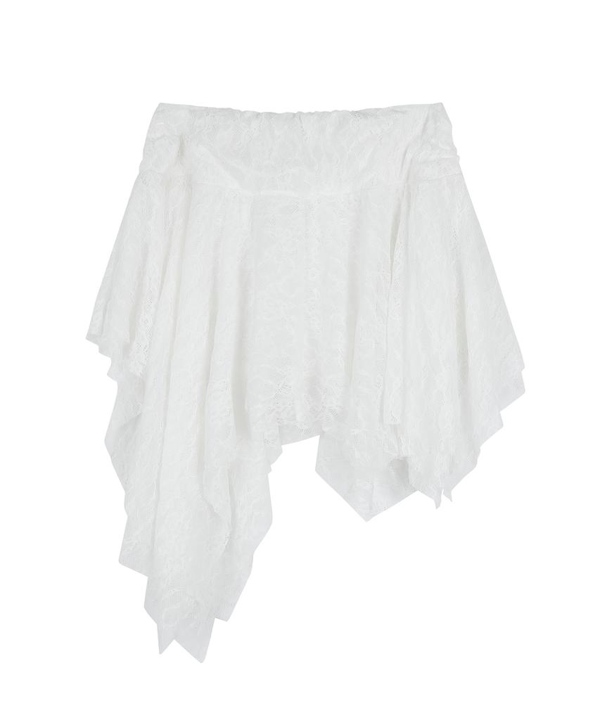 Seul Lace Asymmetrical Layered Skirt_White