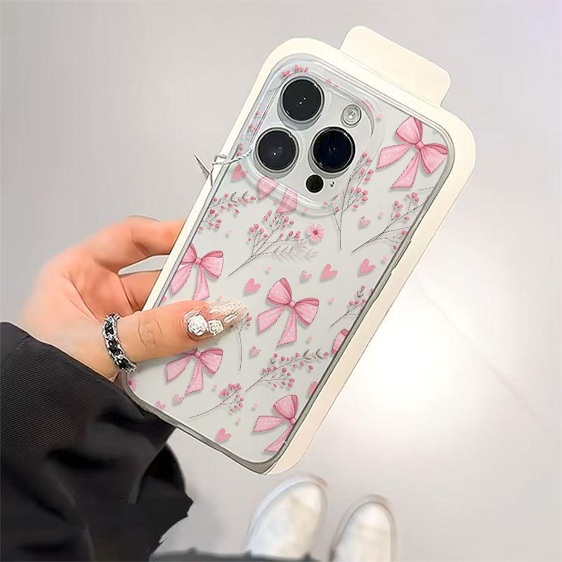 Pink Butterfly Flower Soft Frosted Transparent Case for Apple iPhone 11, XS, 14 Pro Max, 15, 16, 16 Pro