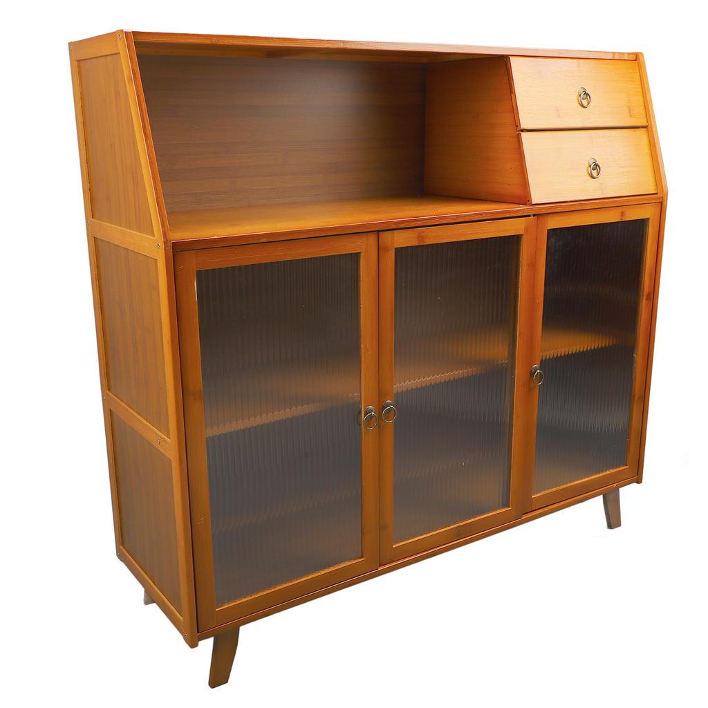 Kitchen Sideboard 3 Compartments 2 Shelves 2 Drawers Multifunction Buffet Cabinet Sideboard with 3