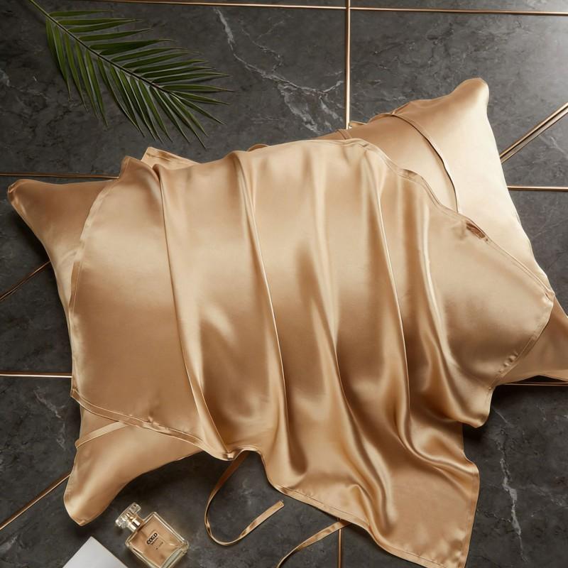 40 Momme 100% Pure Mulberry Silk Pillowcase With Adjustable Ties Solid Color Luxury Sleep Skincare Pillow Cover