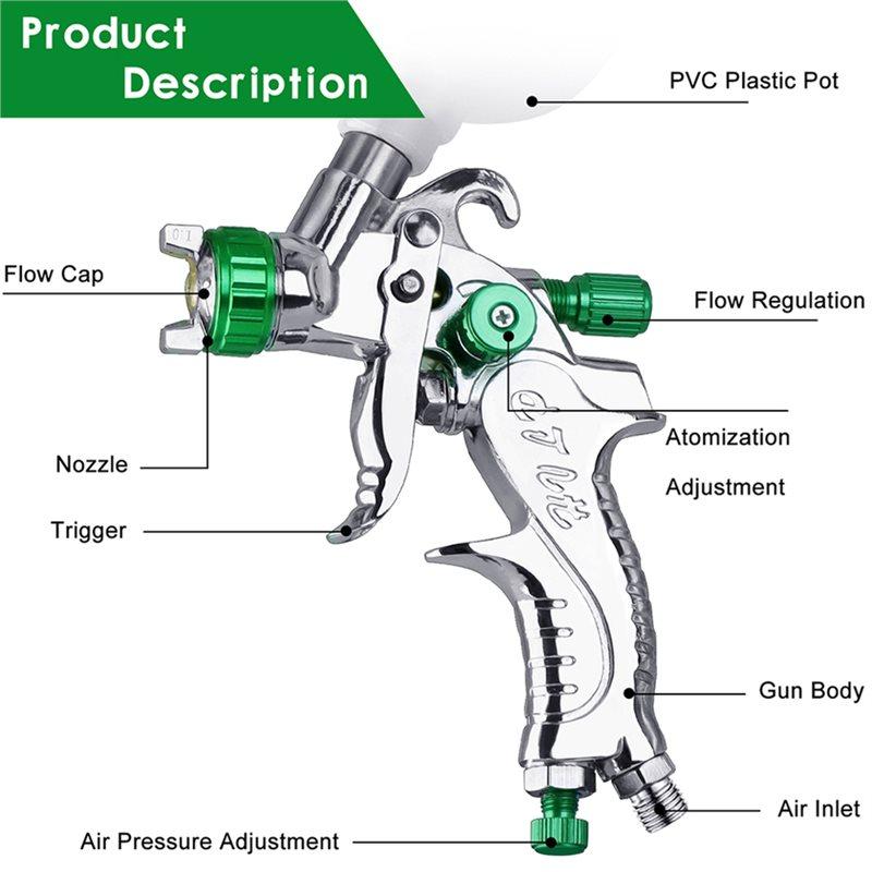 ABBP-HVLP Mini 2008 Spray Gun 0.8/1.0Mm Caliber Pressure Gauge Air Filter Wall/Car Spray Pneumatic Tool DIT Tool