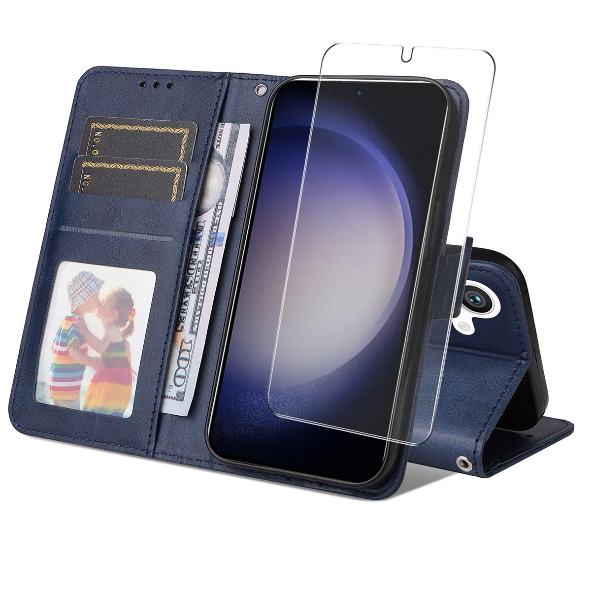 

Для Samsung Galaxy S24/Galaxy S25 Кошелек-чехол из ПУ-кожи ENKAY HAT PRINCE Чехол-подставка для телефона с закаленным стеклом D