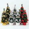 Three Sizes Mini Christmas Tree Pine Needles Golden Silver Red Desktop Xmas Ornament Pre Decorated Lightweight PVC
