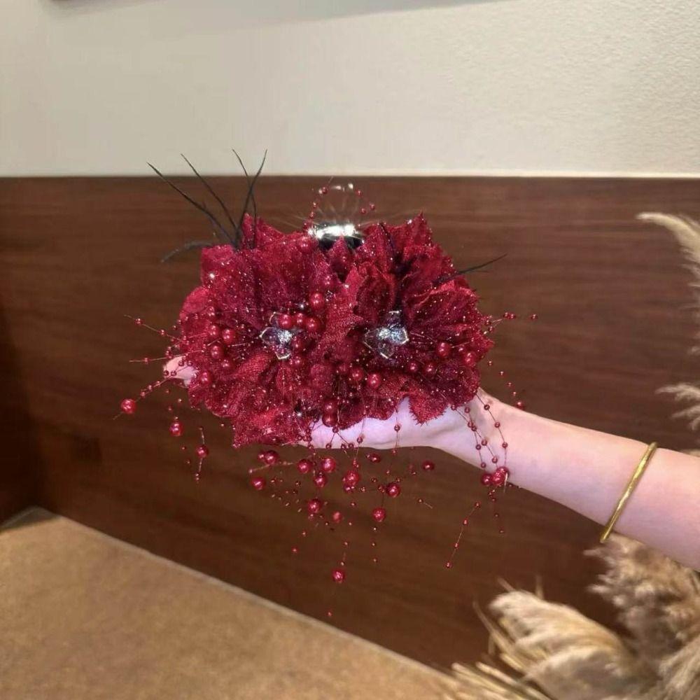 Peony Flower Hair Claw Plastic Flower Hairgrips Fashion Shark Clip  Women